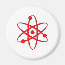 röd atom magnet för kylskåp