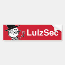 (Röd) bildekal för LulzSec Monocleman,