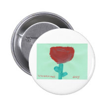 Röd blomma för valentines day knappar