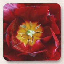 Röd blomma glas underlägg