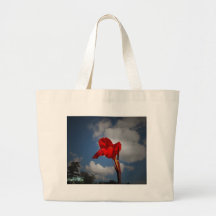 Röd blomma tote bags