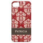 Röd brun damast iPhone 5 Case-Mate skal