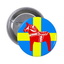 Röd Dala för sverige häst Knapp Med Nål