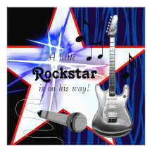 Röd dusch för blåttsebraRockstar pojke Anpassningsbara Inbjudningskort