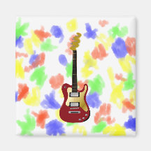 Röd elektrisk headstock för gitarrgultfizzle magnet för kylskåp