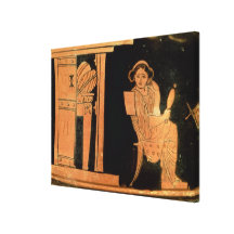 Röd figurpyxis för loft som visar en brud, 5th cen sträckt kanvastryck