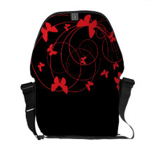 Röd fjärilsmessenger bag