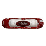 Röd & geometrisk vadderad LookMonogram för vit Skateboard Deck