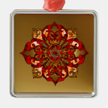 Röd Hanukkah Mandala Jul Dekorationer