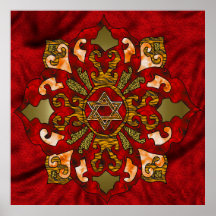 Röd Hanukkah Mandala Print