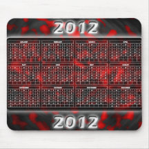 Röd härlig kalender 2012 för Mousepad Mus Mattor