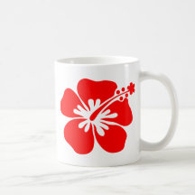 Röd hibiskusblomma kaffe kopp