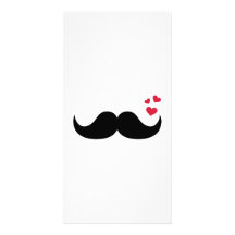 Röd hjärtakärlek för Moustache Fotokort