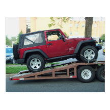 Röd Jeep Vykort