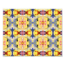 Röd Kaleidoscopedesign för gula blått Fototryck