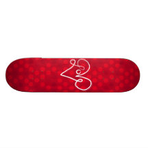 Röd kärlekhjärtatypografi skate decks