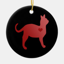 Röd kattprydnad julgranskulor