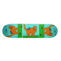 Röd kattunge och fjäril skate board deck