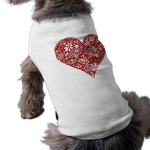 Röd klotterhjärta djur tee shirt
