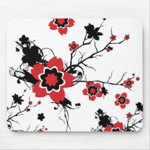 Röd körsbärsröd blommarSakura design Musmattor