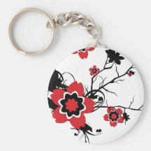 Röd körsbärsröd blommarSakura design Nyckel Ring