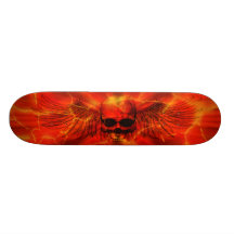 Röd Lava brusten bevingad skalle Skateboard Decks