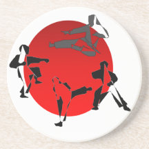 röd måne japan för kustfartygkarate glasunderlägg