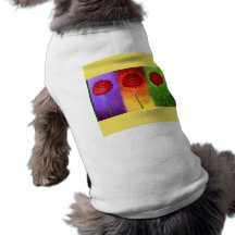 Röd mång- daisyblommamålning - hund t-shirts