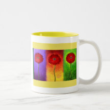 Röd mång- daisyblommamålning - mugg