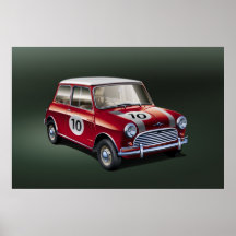 Röd MiniCooper S1 affisch
