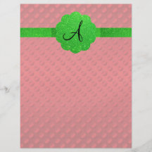 Röd monogram för polka dotsgröntglitter flyg blad