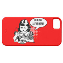 Röd och för Retro tecknadflicka för vit humoristis iPhone 5 Case-Mate Skal
