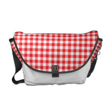 Röd och för vitGinghammönster messenger bag