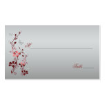Röd och silverblommigt med fjärilar Placecards Visitkort Mallar