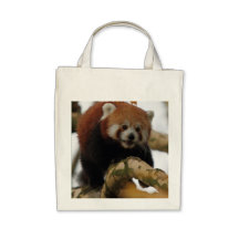 RÖD PANDA I TRÄD TOTE BAGS