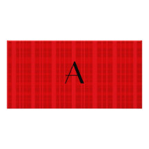 Röd pläd för Monogram Hälsningskort Med Foto