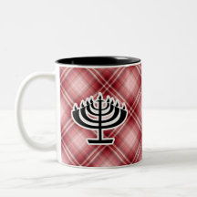 Röd plädmenora kaffe mugg