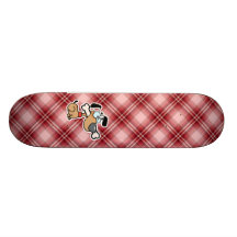 Röd plädtecknad hund anpassningsbara skateboard