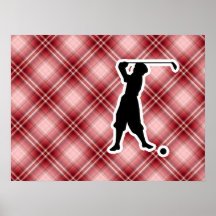 Röd plädvintagegolfare print
