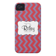 Röd & purpurfärgad sparre monogrammed iPhone4/4s iPhone 4 Fodral