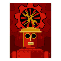 Röd robot vykort