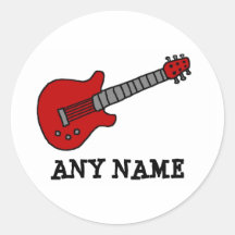 Röd Rockin gitarr Klistermärken