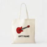 Röd Rockin gitarr Tote Bag