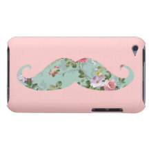 Röd rosa blom- mustasch för rolig flickaktigt vint barely there iPod fodral