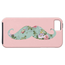 Röd rosa blom- mustasch för rolig flickaktigt vint iPhone 5 skydd