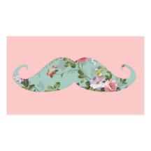 Röd rosa blom- mustasch för rolig flickaktigt vint visitkort mallar