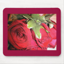 Röd rosblommigt Mousepad Musmatta