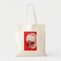 Röd skalle tote bag