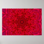 Röd stjärna- och solMandala Posters