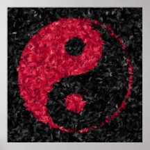 Röd & svart Yin Yang symbolaffisch
